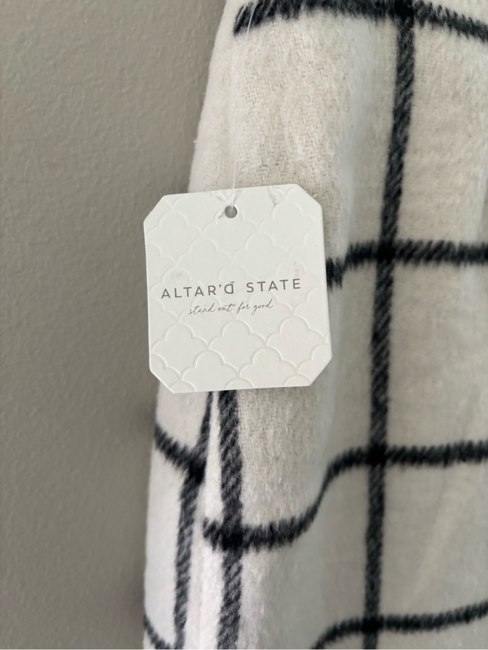 Altar'd State Ivory Mini Skirt with Black Windowpane Check and Side Slit Size M - Picture 8 of 8